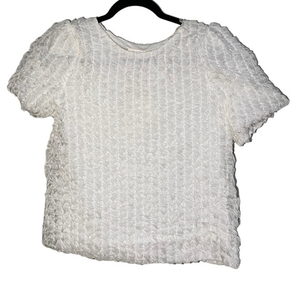 Entro Women's Small Statement Maker White Top Bubble Textured Short‎ Retro Y2K